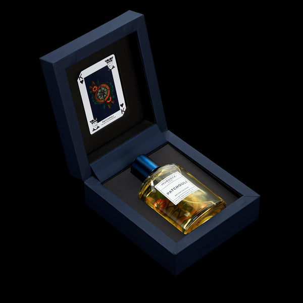 Patchouli Cologne displayed in its open box